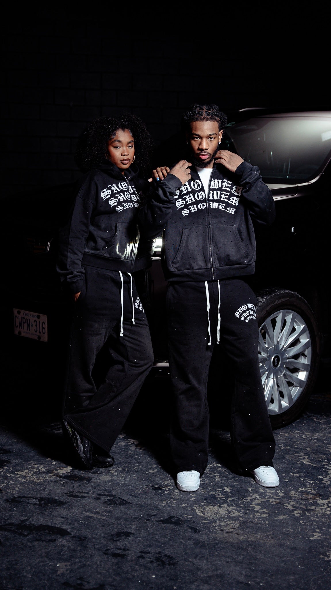 SHOWEM ‘MIDNIGHT’ RHINESTONE ZIP UP