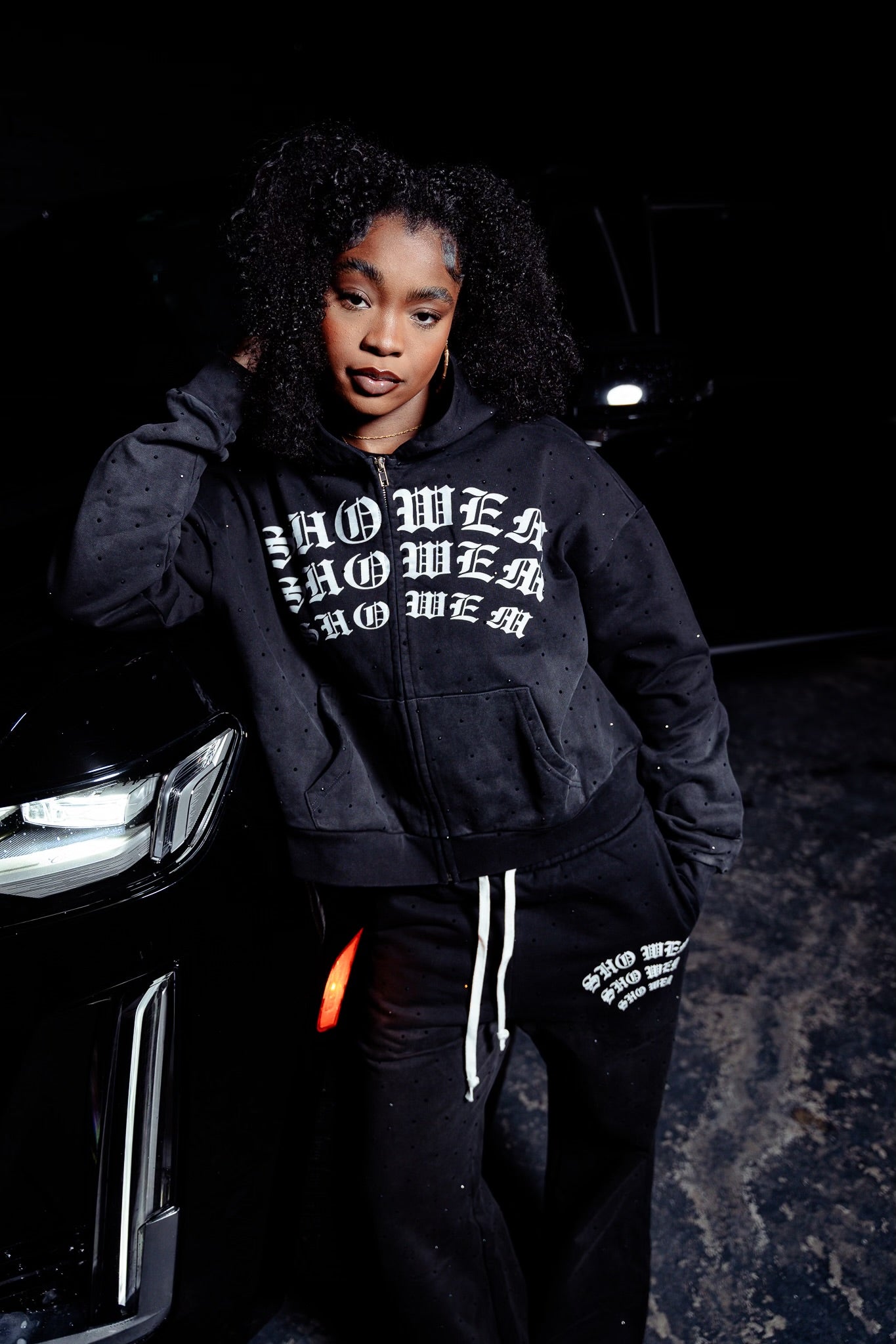 SHOWEM ‘MIDNIGHT’ RHINESTONE ZIP UP