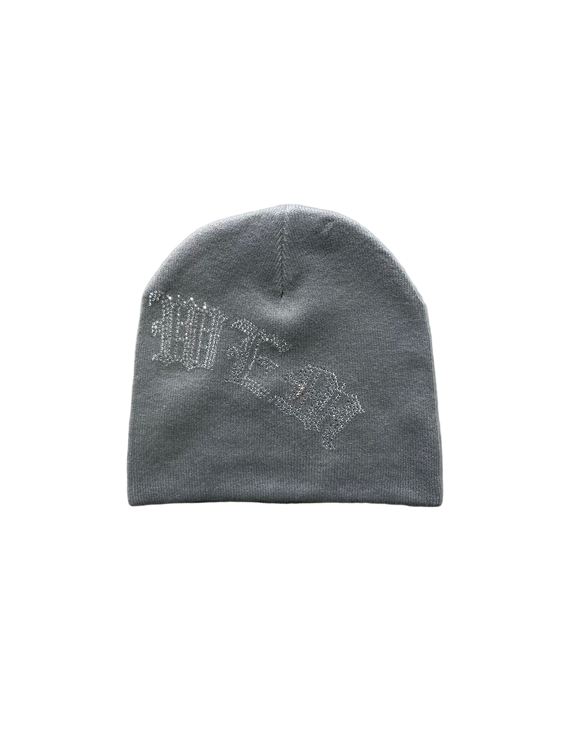 ‘GREY’ RHINESTONE BEANIES