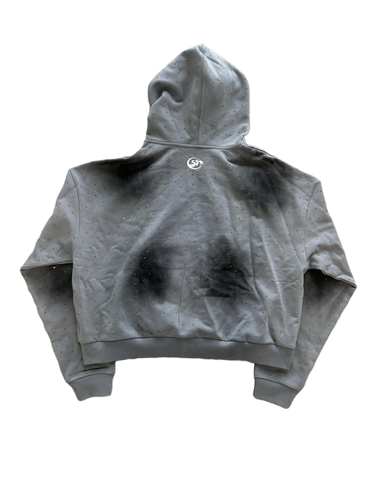 SHOWEM ‘SHADOW GREY’ RHINESTONE ZIP UP