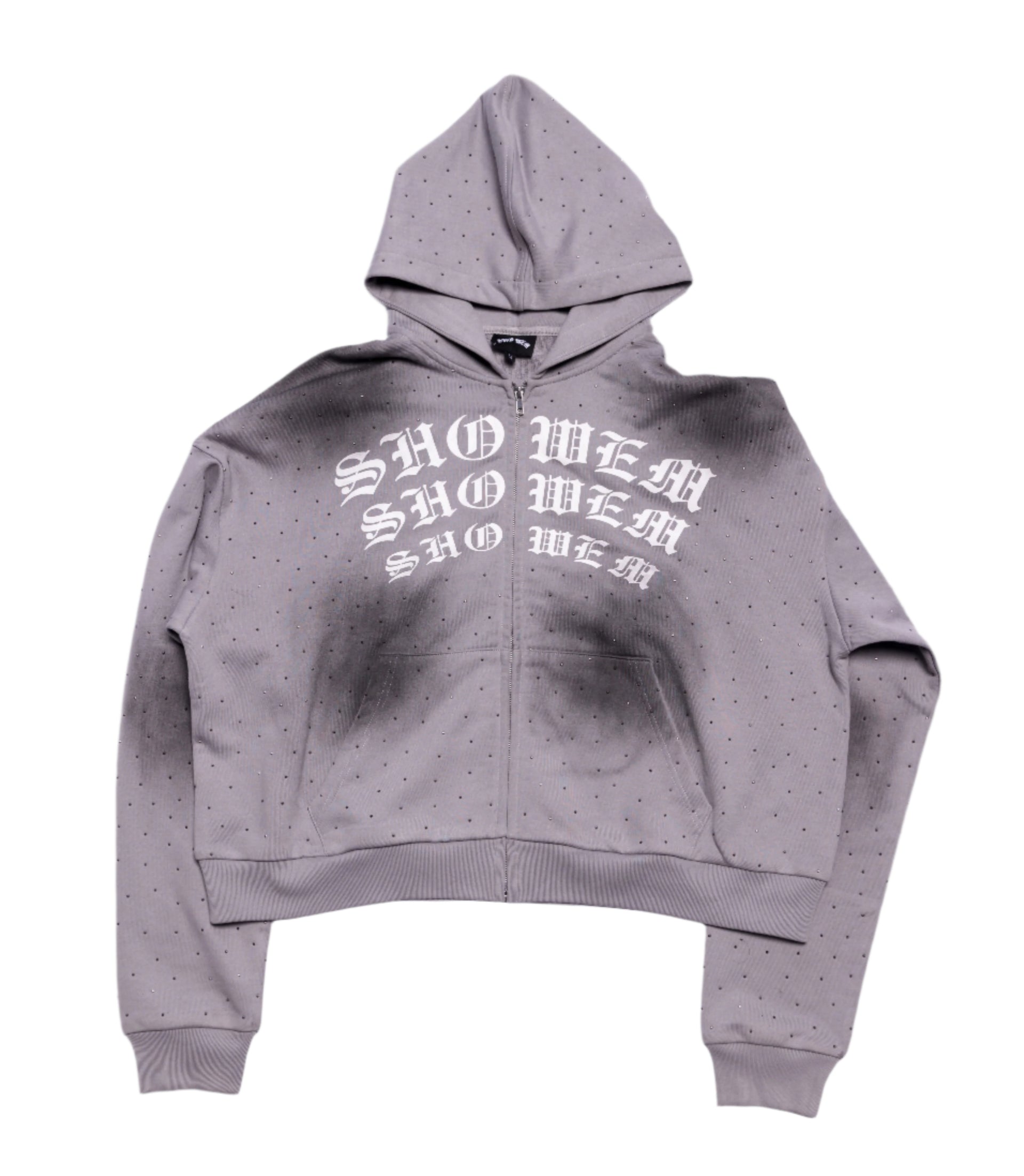 ‘SHADOW GREY’ RHINESTONE ZIP UP